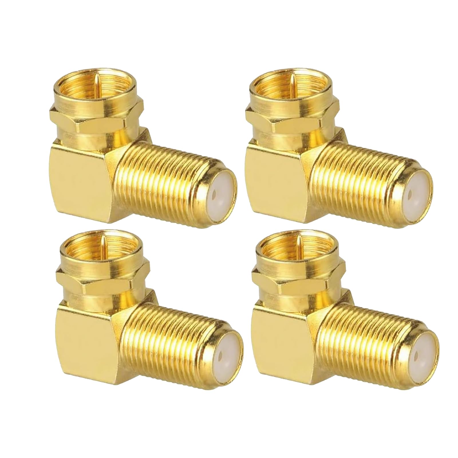 Leloco 4 Stück Sat Stecker 90 Grad F-Stecker auf F-Buchse für Koaxialkabel F-Winkelstecker Winkeladapter F-Adapter Aantennenstecker Kupplung Vergoldet Winkel-Kabelverbinder