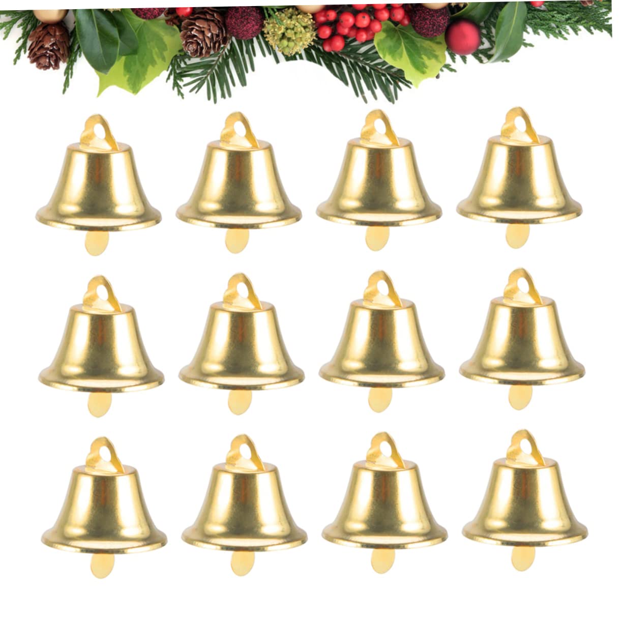 120pezzi Campana di Natale Mini Ciondolo Campana Ornamento DIY Ciondolo per Albero di Natale Dorato