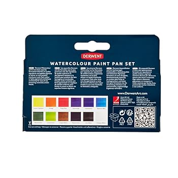 Palette Aquarelle Derwent Graphitint - 12 Demi-Godets - Effets Graphite Et Pigments - Voyage