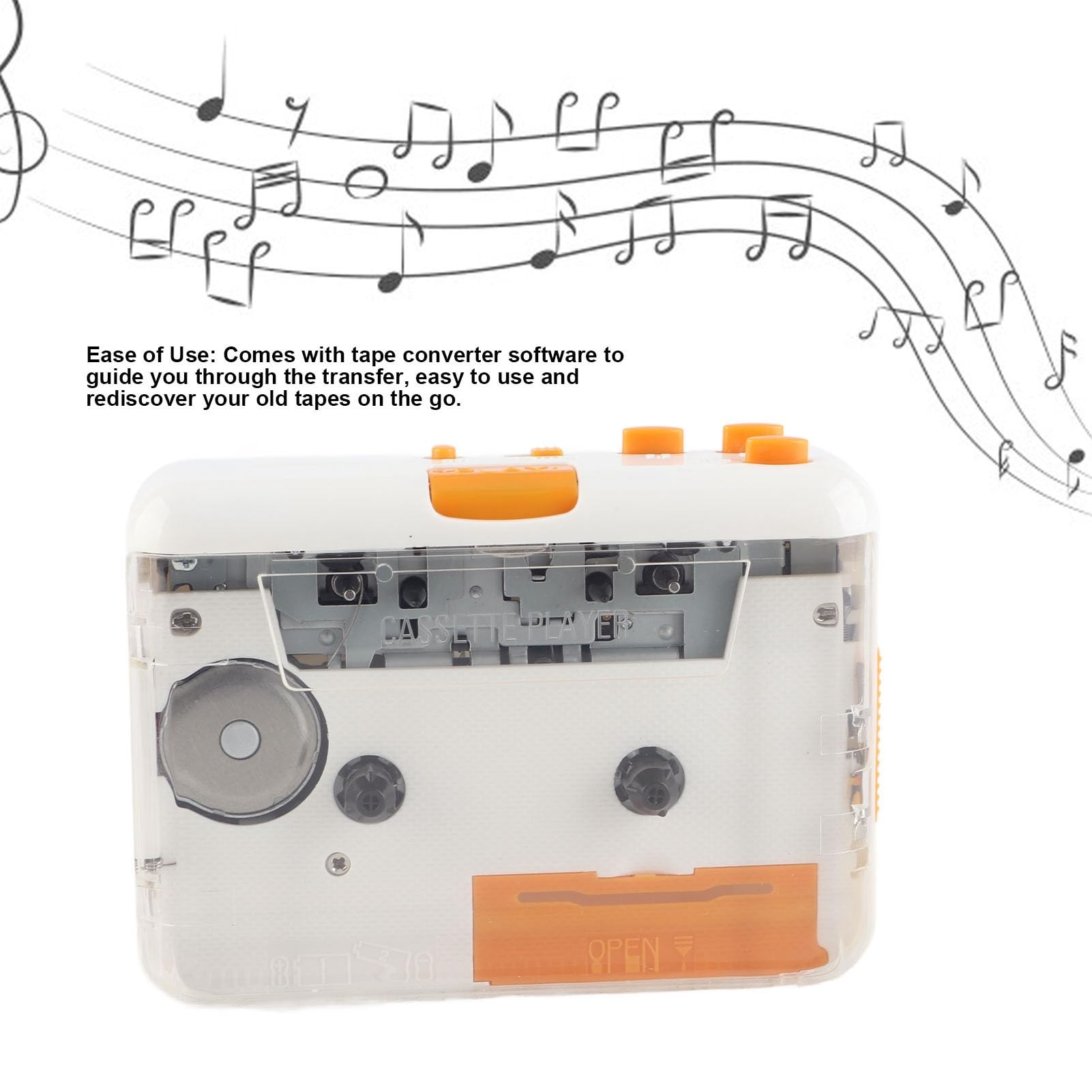 Kassettenspieler, Kassette zu MP3 Konvertierer, tragbarer Audiokassettenspieler wandelt Kassetten und Bänder über USB in MP3/CD um
