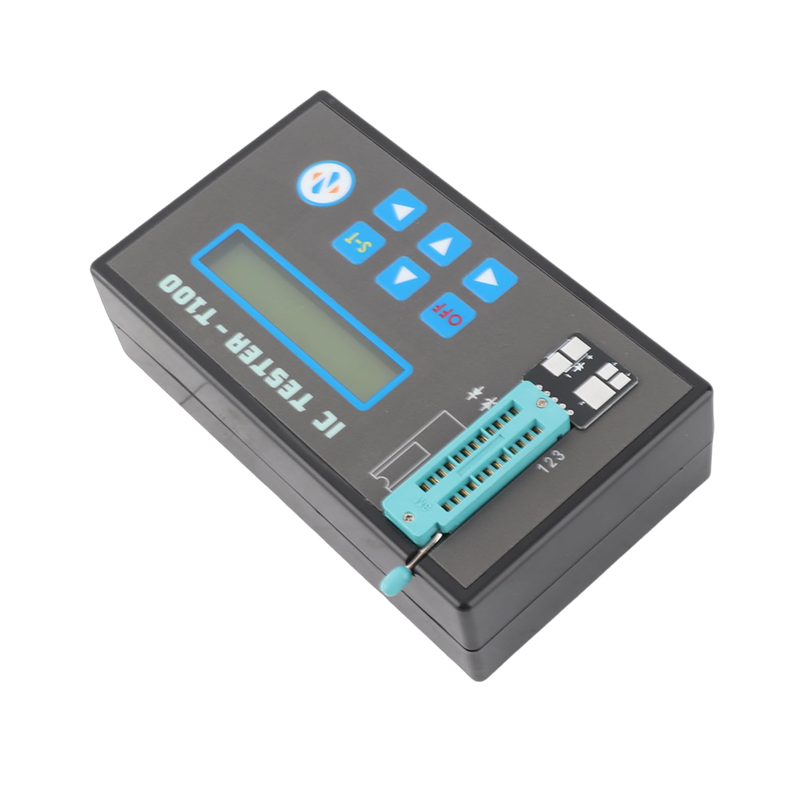 FTVOGUE Tester per Circuiti Integrati, Tester per Chip Multifunzione ABS con 2 Basi, Test Chip Logici Transistor Diodi Amplificatori Operazionali, Strumento Portatile Ricaricabile da 800 MAh per (Un