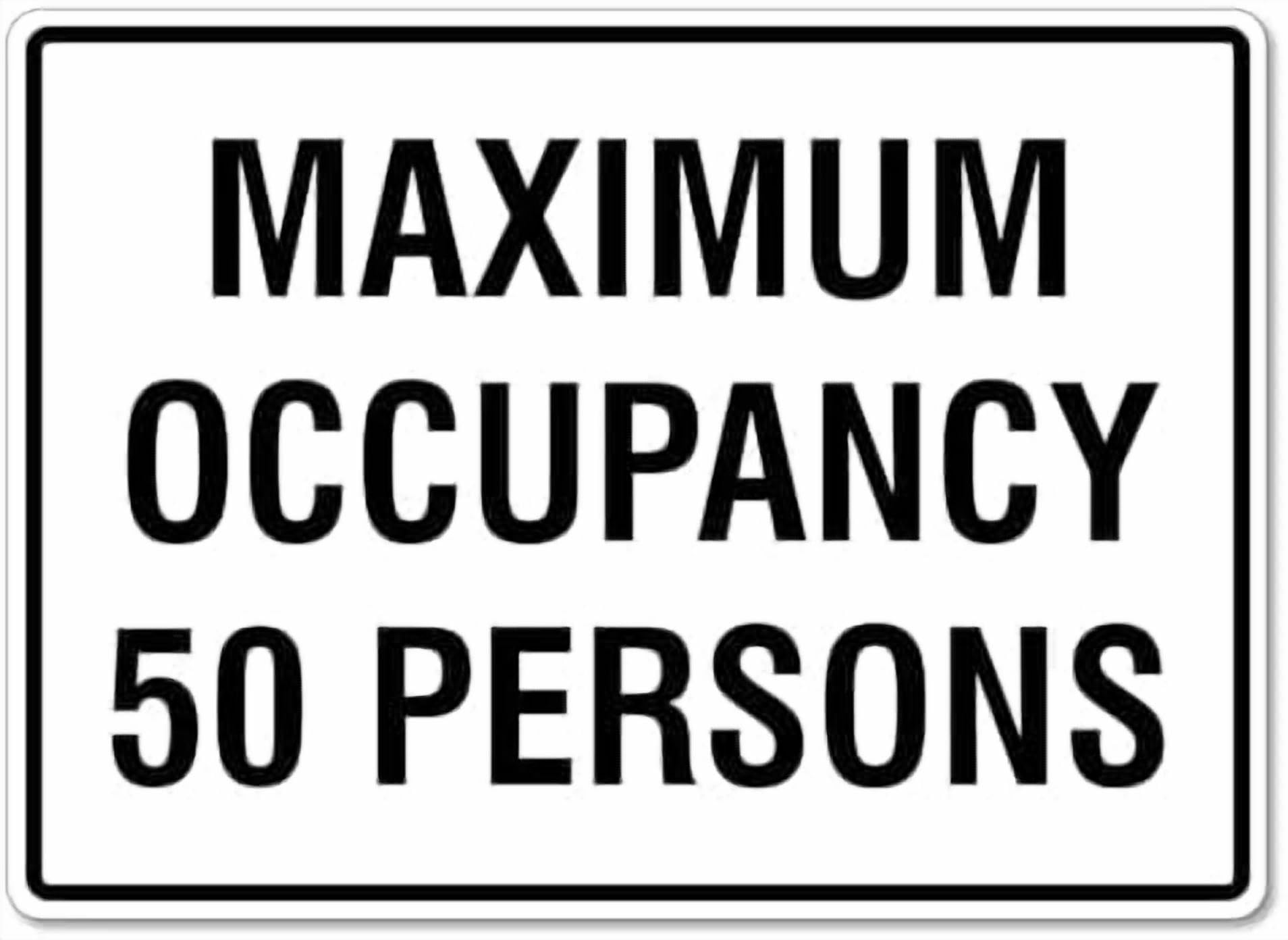 (2-Pack) Metal Tin Sign Maximum Occupancy 50 Persons Sign - Sign, 8x12 Inch - Clear Warning for Home & Use