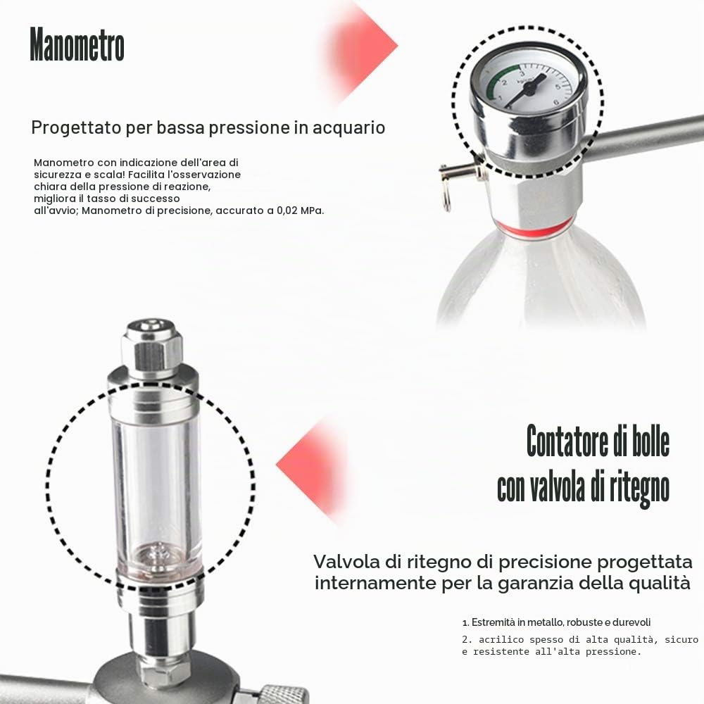 ACAGALA Kit generatore di CO2 per acquario fai da te, sistema generatore di CO2 con valvola solenoide di anidride carbonica reattore per piante acquari