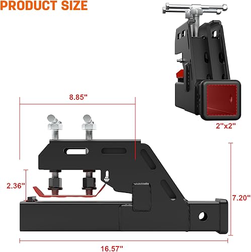 Miniatura 3 de Sulythw Abrazadera de tractor mejorada 2024 en enganche de remolque, enganche de cubo de tractor con abrazadera de 2 pulgadas, adaptador receptor de