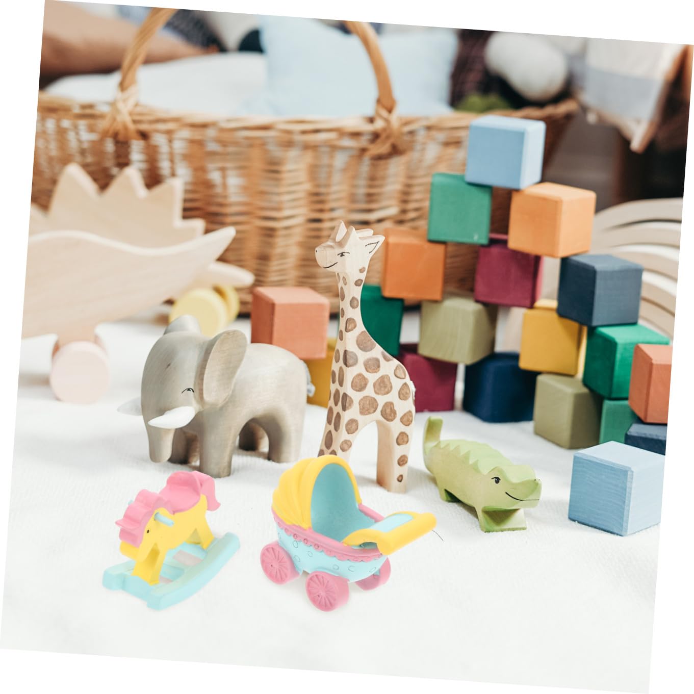 Ciieeo 9stücke Teiliges Cartoon Cake Topper Niedliche Dekoration Für Kuchen Für Feierlichkeiten Wohnaccessoire Babybett Holzpferd Kinderwagen