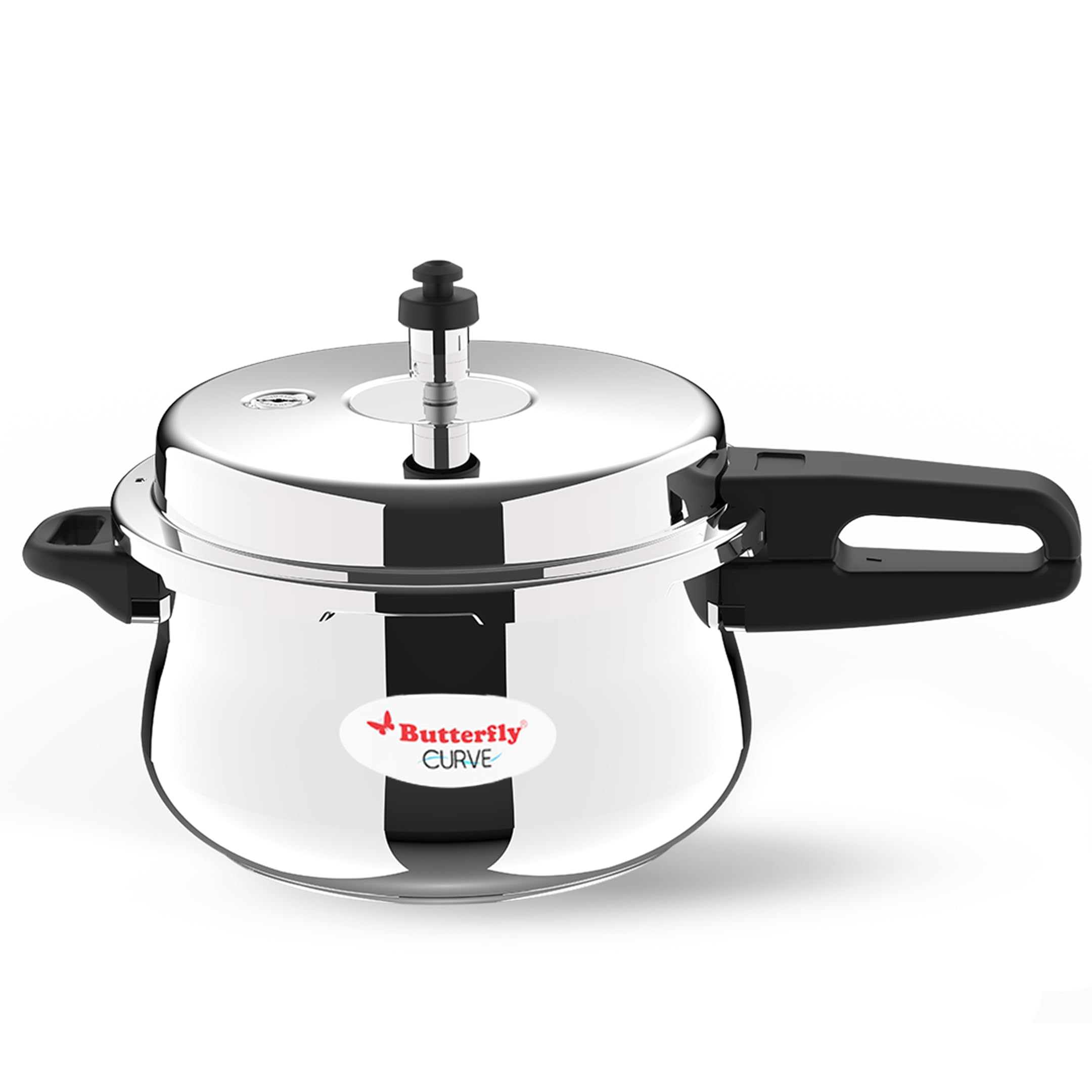 Butterfly Curve 5.5 Litres Pressure Cooker | Outer Lid | Stainless Steel | Induction & Gas Stove Compatible | ISI Certified | 5 Years Manufacturer's Warranty | Silver