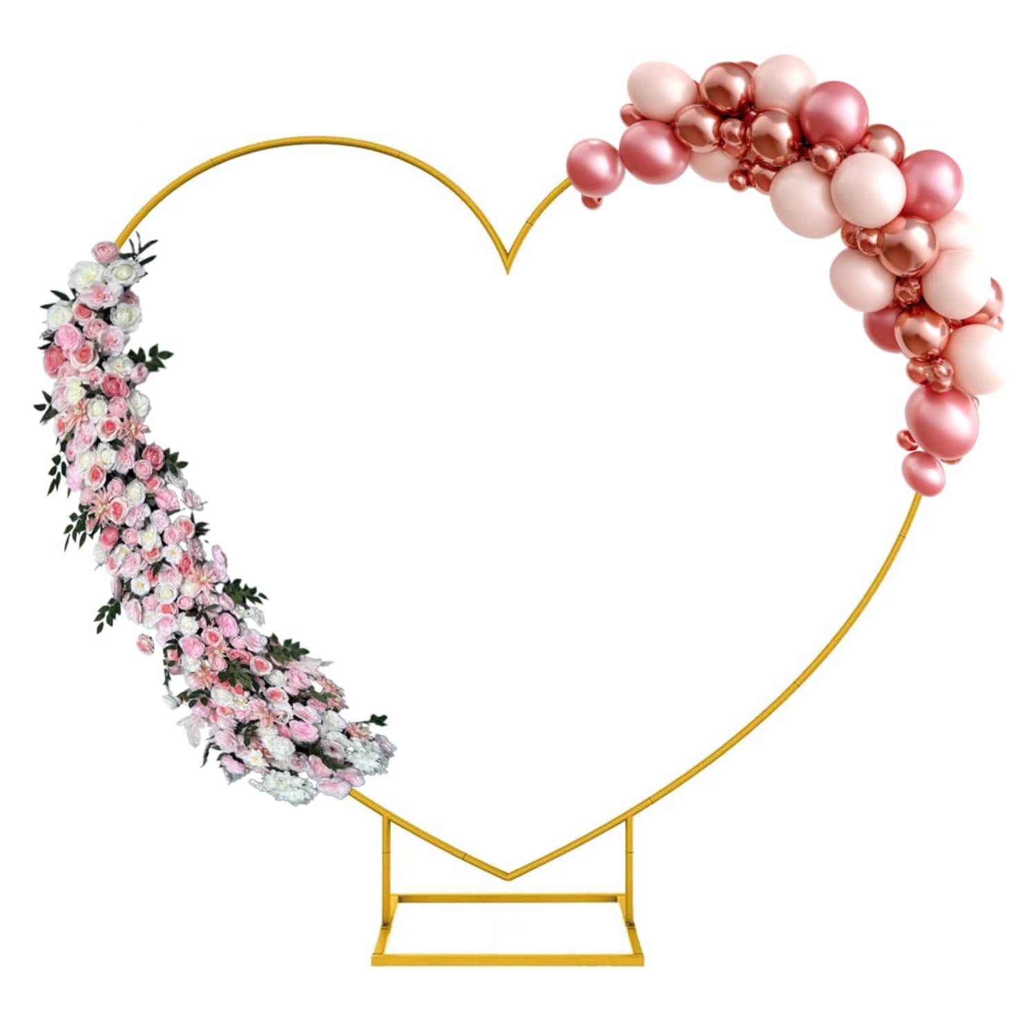 2m Herz Hochzeitsbogen,Gold Ballonbogen Gestell,Loving Heart Balloon Arch Metall Arch Stand Hochzeit Blumen Herzförmiges,Für Geburtstagsfeier Hochzeit Zeremonie Brautdusche Jubiläum Dekor(Gold)