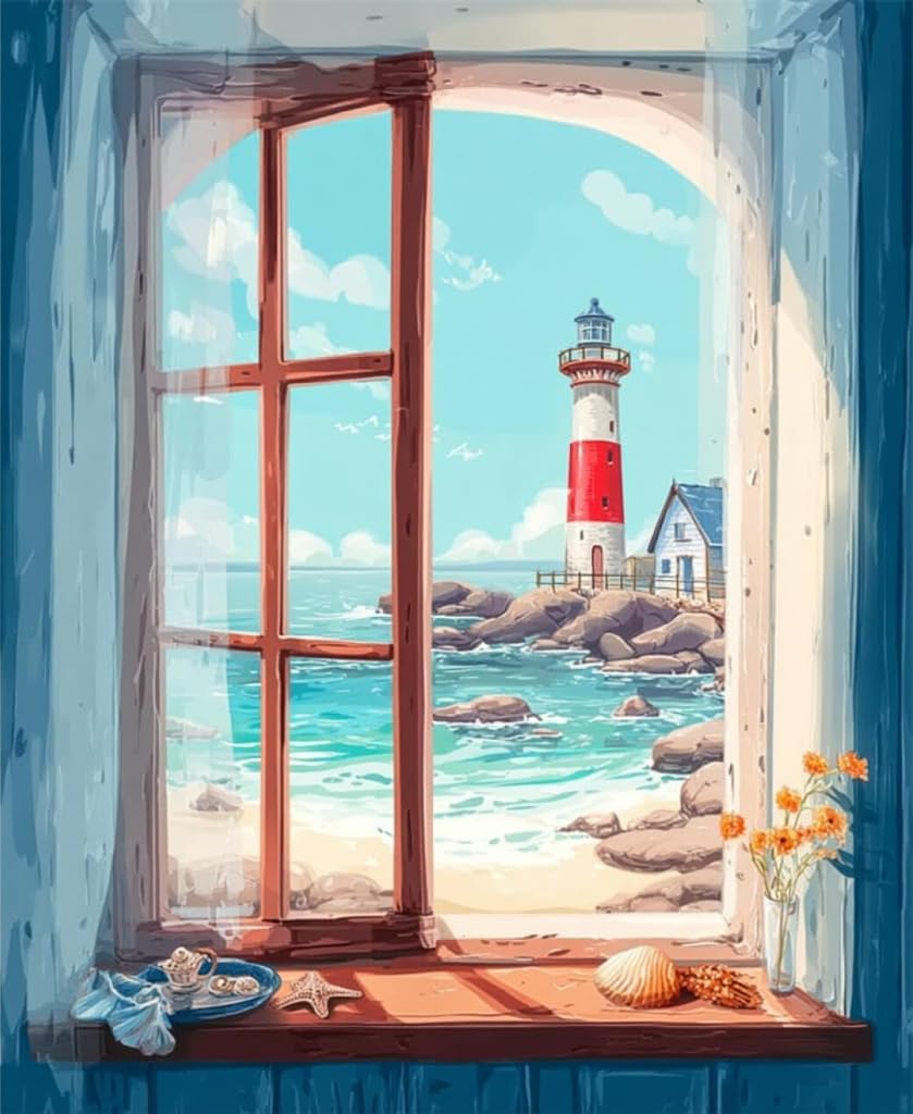 NAHUIGOOD Cross Stitch Kits 11 Count Stamped,Colorful Printed Easy Pattern Needlepoint Kits Embroidery Crafts for Adults Beginners Gift，Sea11Ct50X70Cm