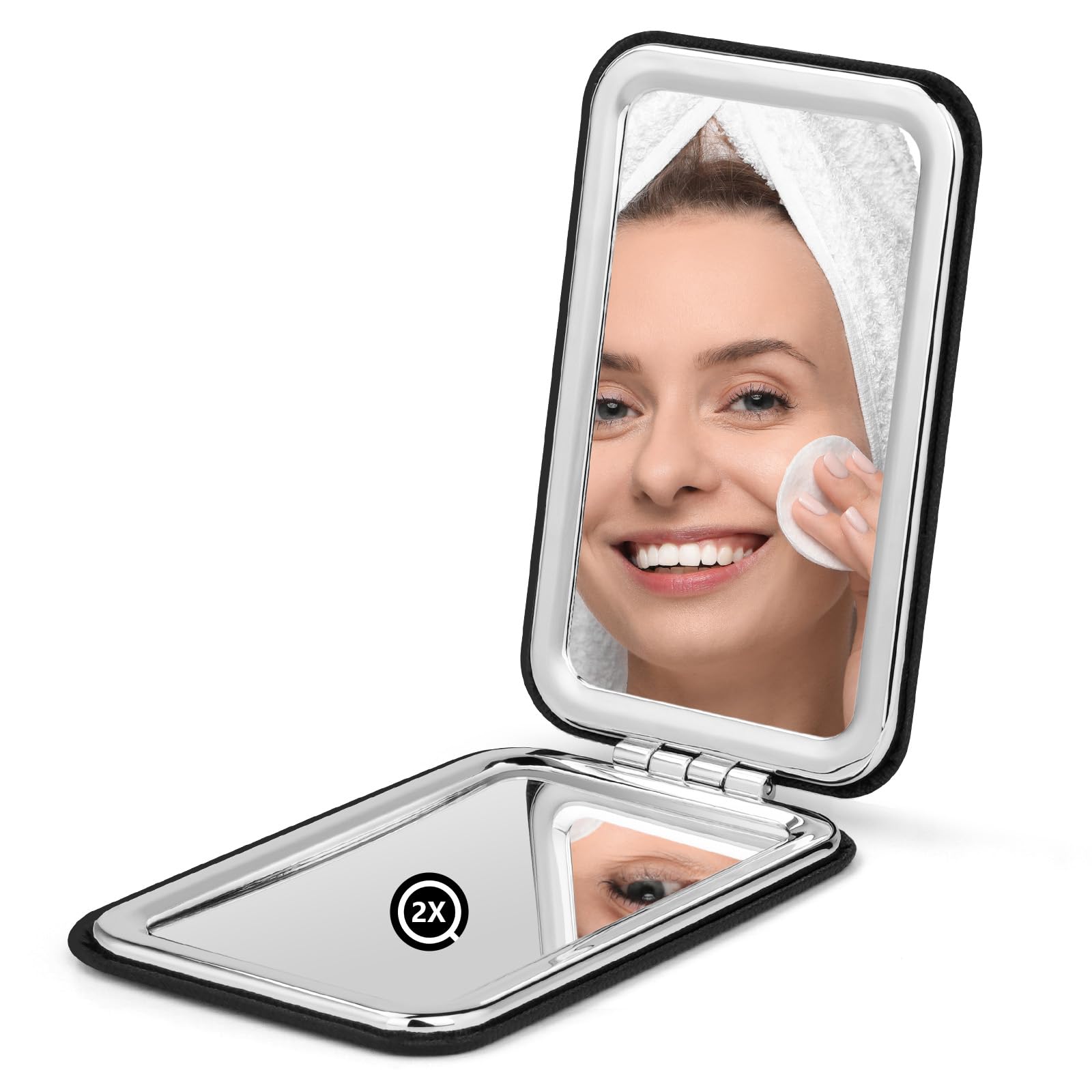 OSDUE Specchio da Viaggio Portatile con Ingrandimento, Specchio da Viaggio a due Lati Trucco, per il trucco Specchio per il trucco professionale bifacciale (Grande pelle rettangolare)
