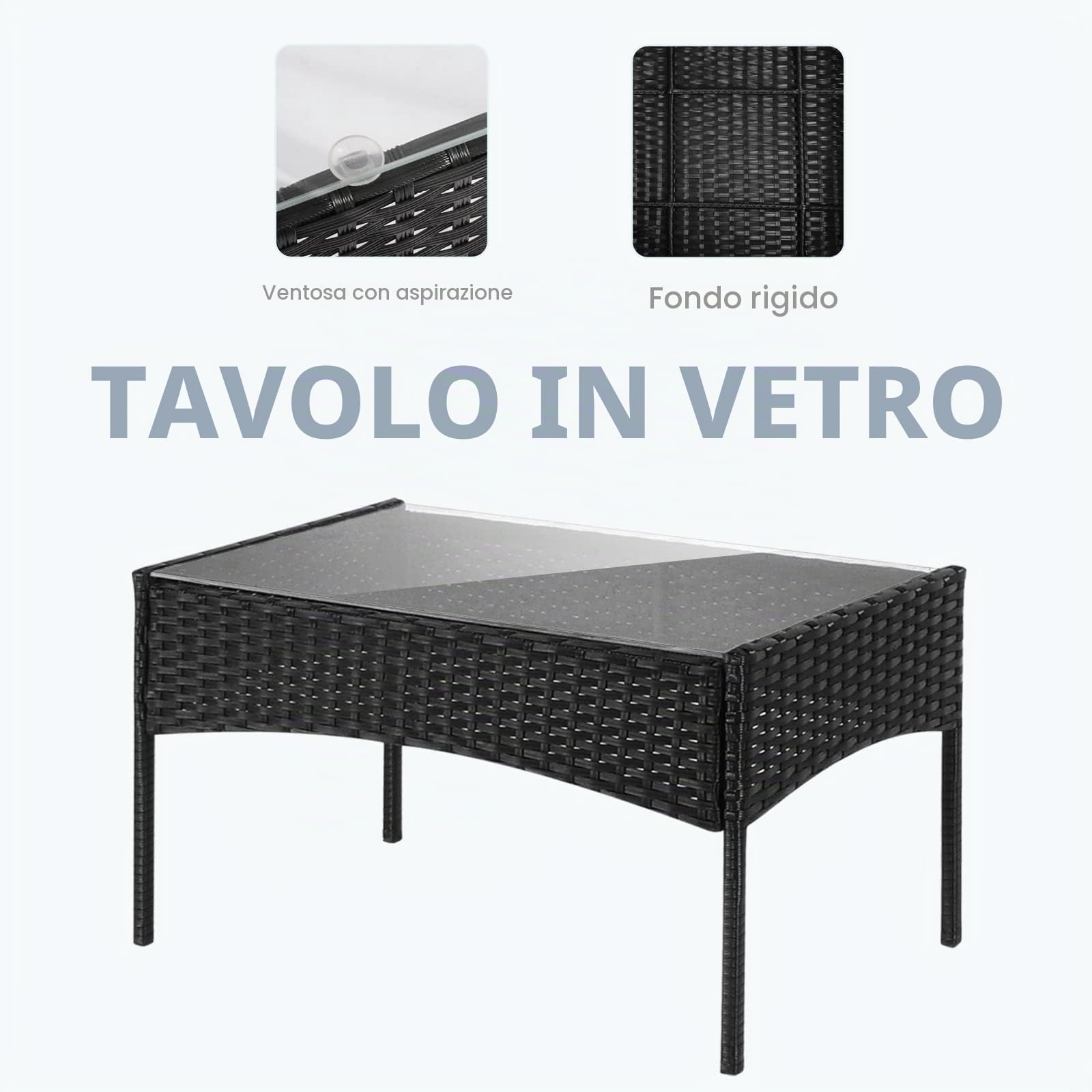 bigzzia Set da giardino con tavolo da esterno e sedie in resina intrecciata effetto rattan per giardino e balcone
