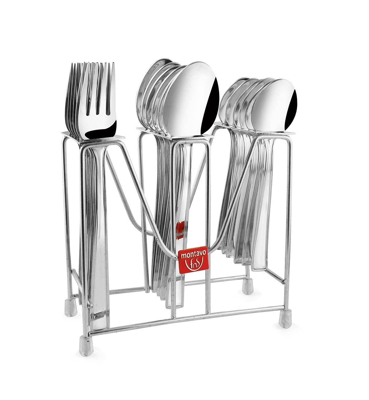 Montavoby FnS Tama Cutlery Set with Hanging Stand - Tama 18 Pcs (6 Dinner Spoon, 6 Dinner Fork, 6 Tea Spoon & 1 Hanging Stand)