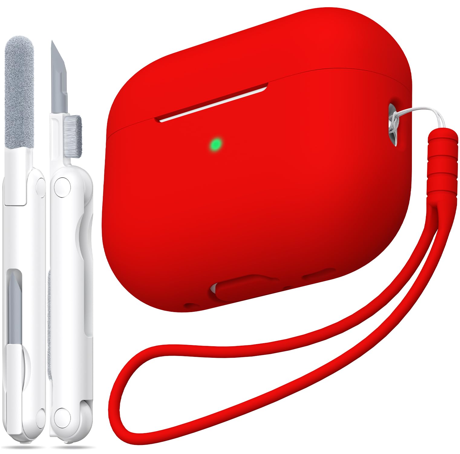 MHYALUDO Funda para AirPods Pro de 2ª generación, Funda para AirPods Pro de Silicona Suave anticaída de Grado Militar Que Absorbe los Golpes, Tacto de Piel con Llavero y Kit de Limpieza,Negro — view 22