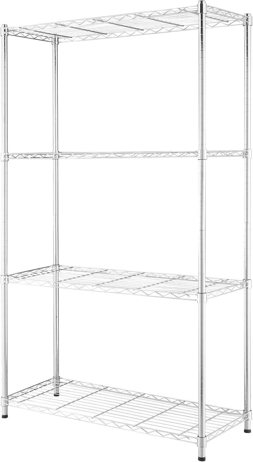 Regal aus verchromtem Stahl, 5 verstellbare Einlegeböden, maximales Gewicht 350 kg, Montage ohne Werkzeug, für Garage, Haus, Büro, Lager (90 x 35 x 180 cm)