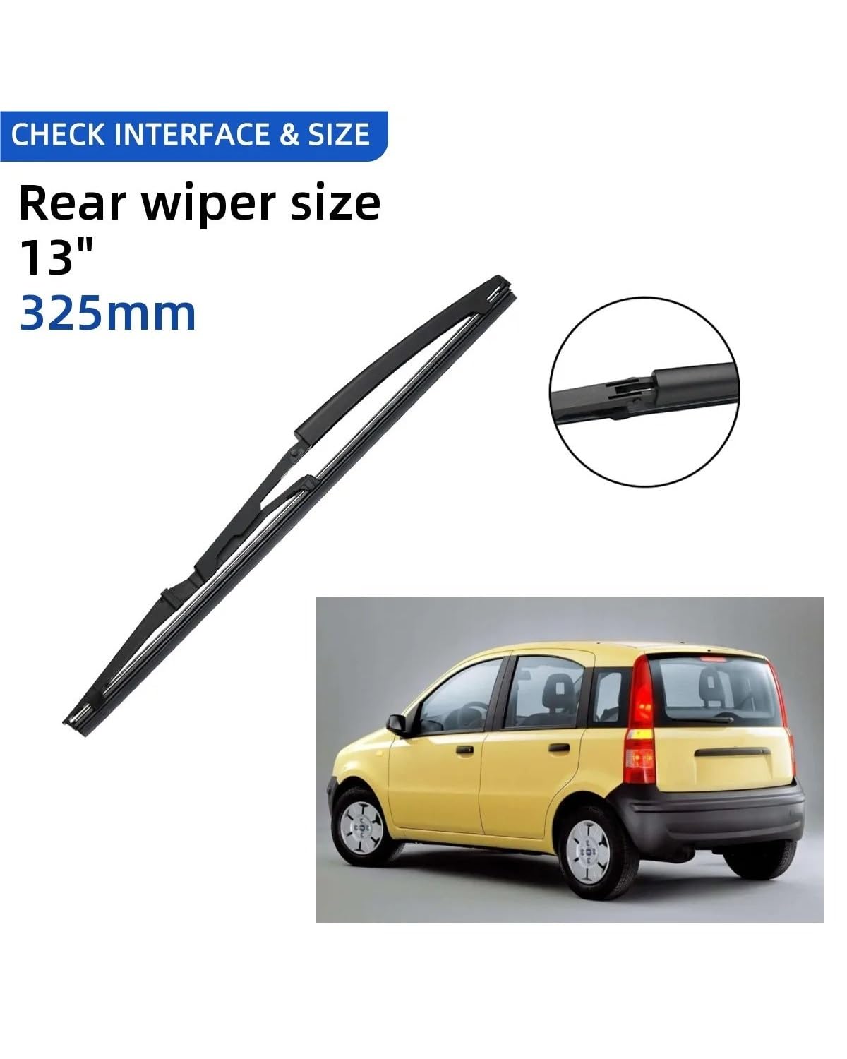 Tergicristalli Auto per Fiat Panda (2003-2012) - Set di 3 Spazzole (Anteriore + Posteriore) - Alta Visibilità e Silenziosità - Dimensioni 22"/16"/13" - Facile Installazione