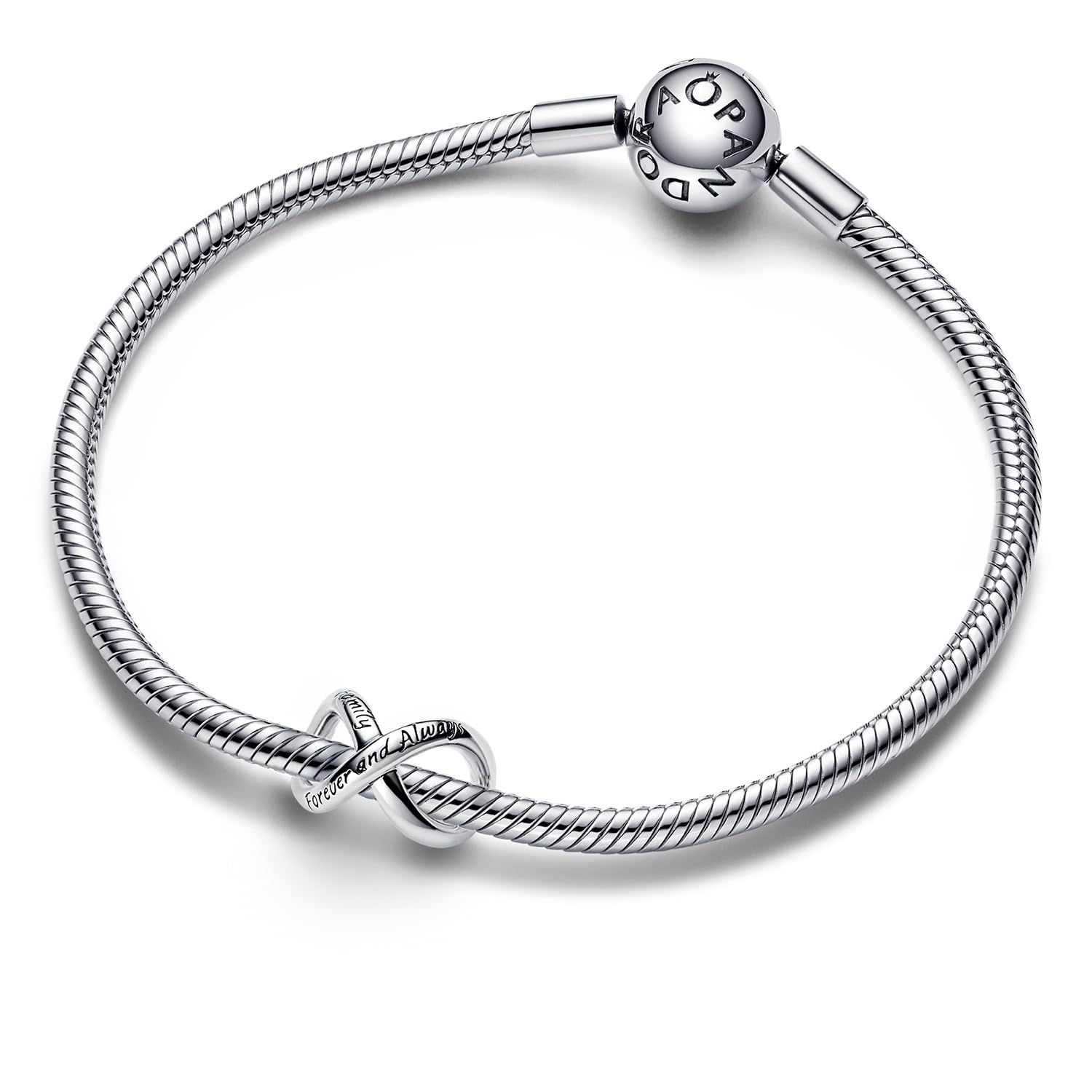 PANDORA Damenarmband Bundle Für Immer & Ewig Unendlichkeit Silber 68309 | Schmuck-Set aus 925 Sterlingsilber mit Charm Ewigkeitssymbol und polierter Schlangenkette, modisches Starter-Set