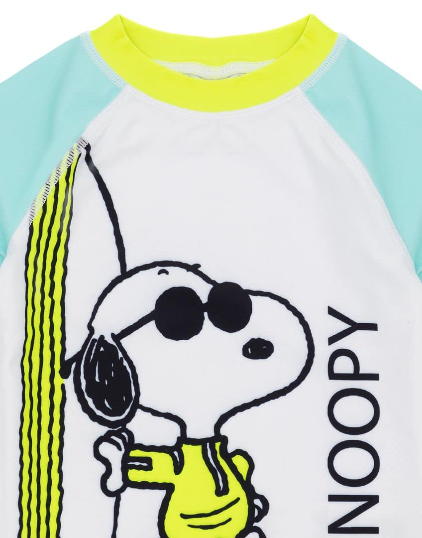 PEANUTS Snoopy Costume da Bagno per Ragazzi | Bambini 2 Pezzi T-Shirt Pantaloncini Animati Beagle Woodstock Cane Blu Tutto in Un Costume da Bagno Merchandise