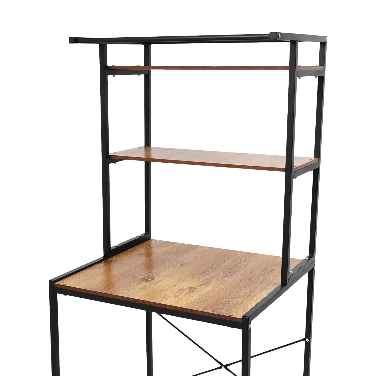 Estantería para lavadora, WC de 3 niveles, en metal y madera, ahorradora de espacio, color: negro