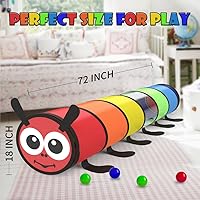 Vista 3 de Túnel de juego para niños pequeños de 1 a 3 años, colorido túnel de bebé desplegable para que los niños gateen a través de 6 pies con malla