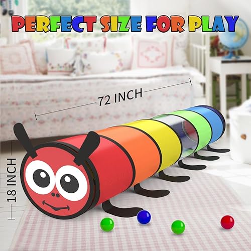 Miniatura 3 de Túnel de juego para niños pequeños de 1 a 3 años, colorido túnel de bebé desplegable para que los niños gateen a través de 6 pies con malla