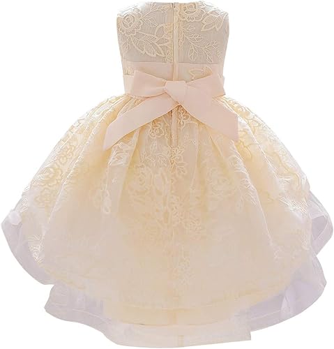 Vista 3 de HIHCBF Vestido de princesa con lazo de encaje para recién nacido, para cumpleaños, bautizo, boda, fiesta, bautismo, noche, tutú