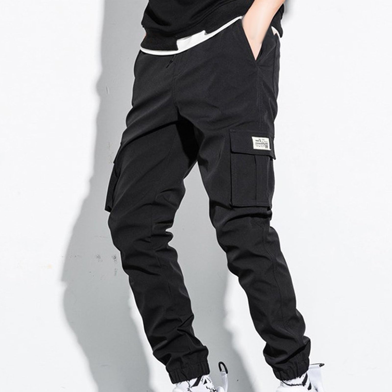 Cargo Pants for Men Slim Fit Casual Work Pants Drawstring Elastic Waist Joggers Outdoor Fishing Hiking Sweatpants — view 2