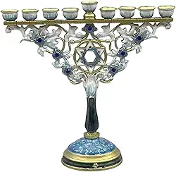 Candelabro de Metal Menorá de 9 Braços, 18 X 16 Cm, Decoração de Chanucá