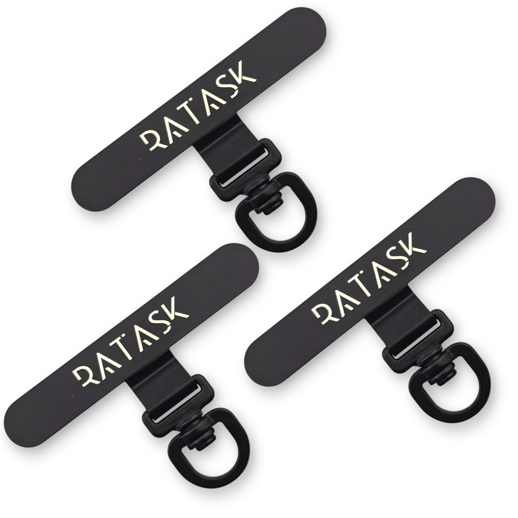 Ratask Unisex Black Tether Tab For Phone Lanyard, Mobile Phone Strap Tether Patch, Universal Tether Patch, Durable Metal Or Soft Fabric Option, Pack Of 3 (Metal, )