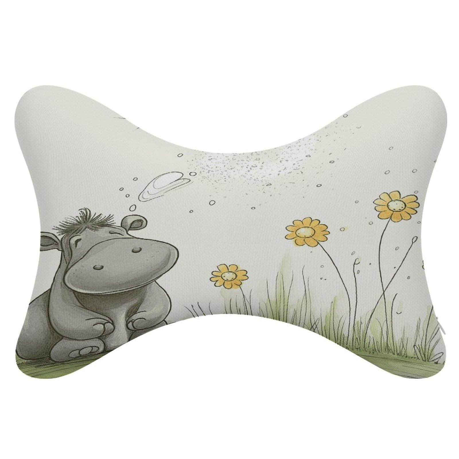 JTREHY 2 Pack Hippo and Dandelion Car Headrest Pillow Memory Foam Car Neck Pillows Soft Comfortable Vehicle Neck Pillows Non-Slip Headrest Cushion Universal Car Pillow for Neck Pain Relief
