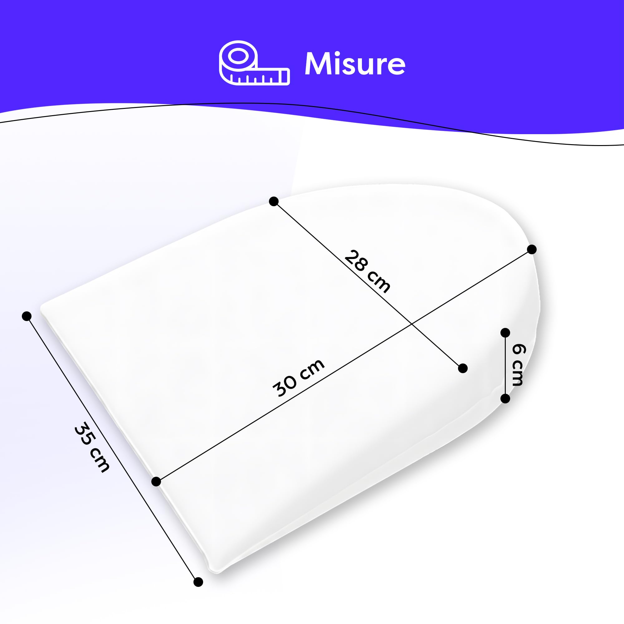 Wolkenfeld Cuscino a Cuneo Inclinato contro Reflusso e Coliche – Cuscino Antireflusso Ergonomico, Impermeabile e Lavabile | Forma Semicircolare – 35 x 28 x 6 cm