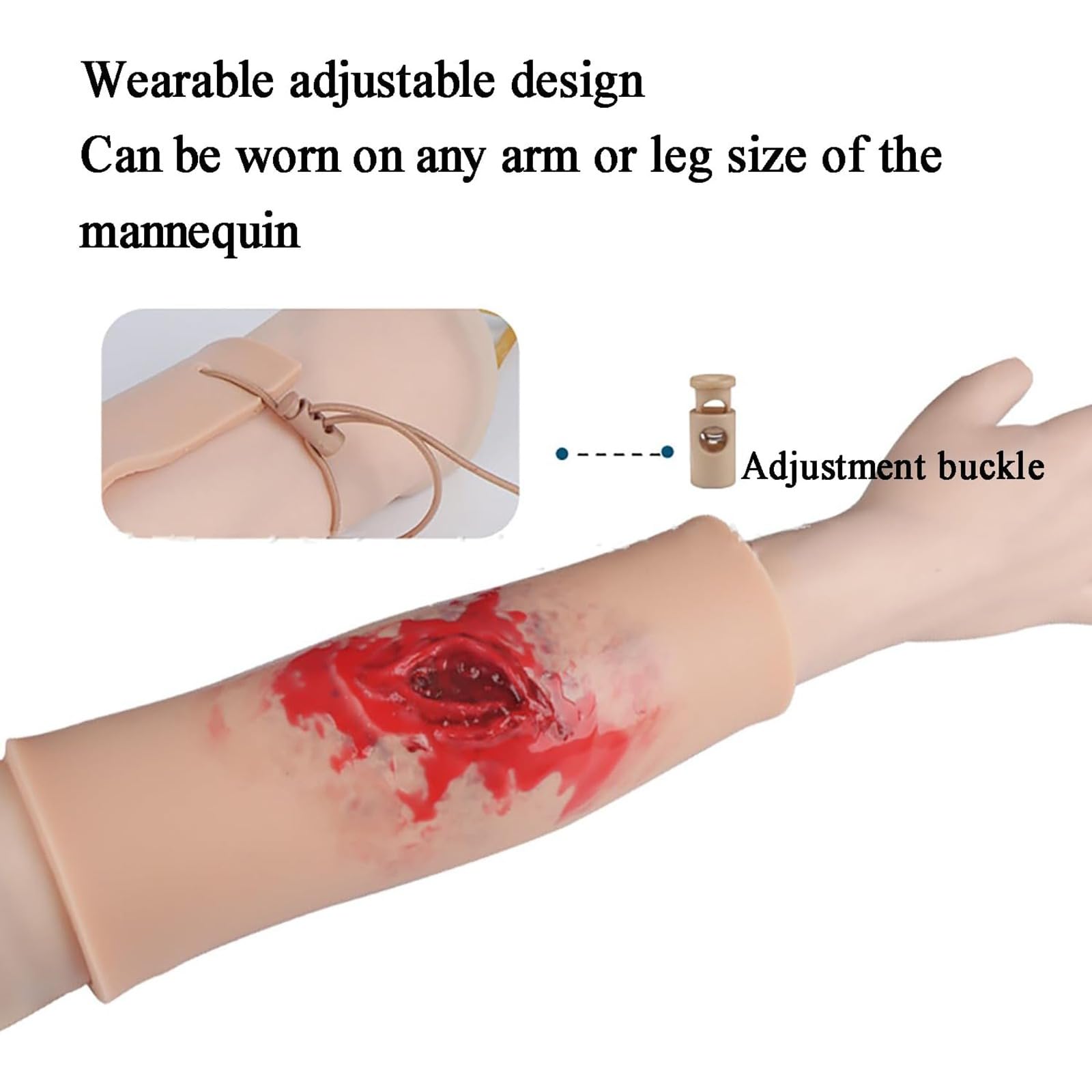 Simulatore di medicazione per ferite alla coscia, modulo per la simulazione della pelle della ferita, design indossabile e regolabile, simulazione chirurgica di emorragia da ferita, per la formazione