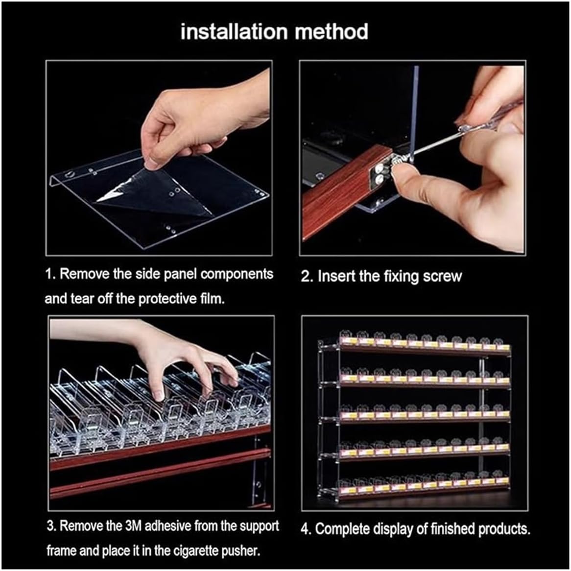 Wall-Mounted Acrylic Cigarette Display Holder with Automatic Pusher Tray - Tobacco Storage Cabinet Rack for Retail Stores (50.5x29x64.2cm)