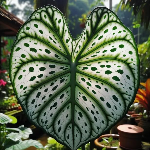 Fancy Green and White Caladium Bulbs for Planting - Easy to Grow Perennial Hosta, Elephant Ears - Great Gift for Plant Lovers (6 Bulbs)