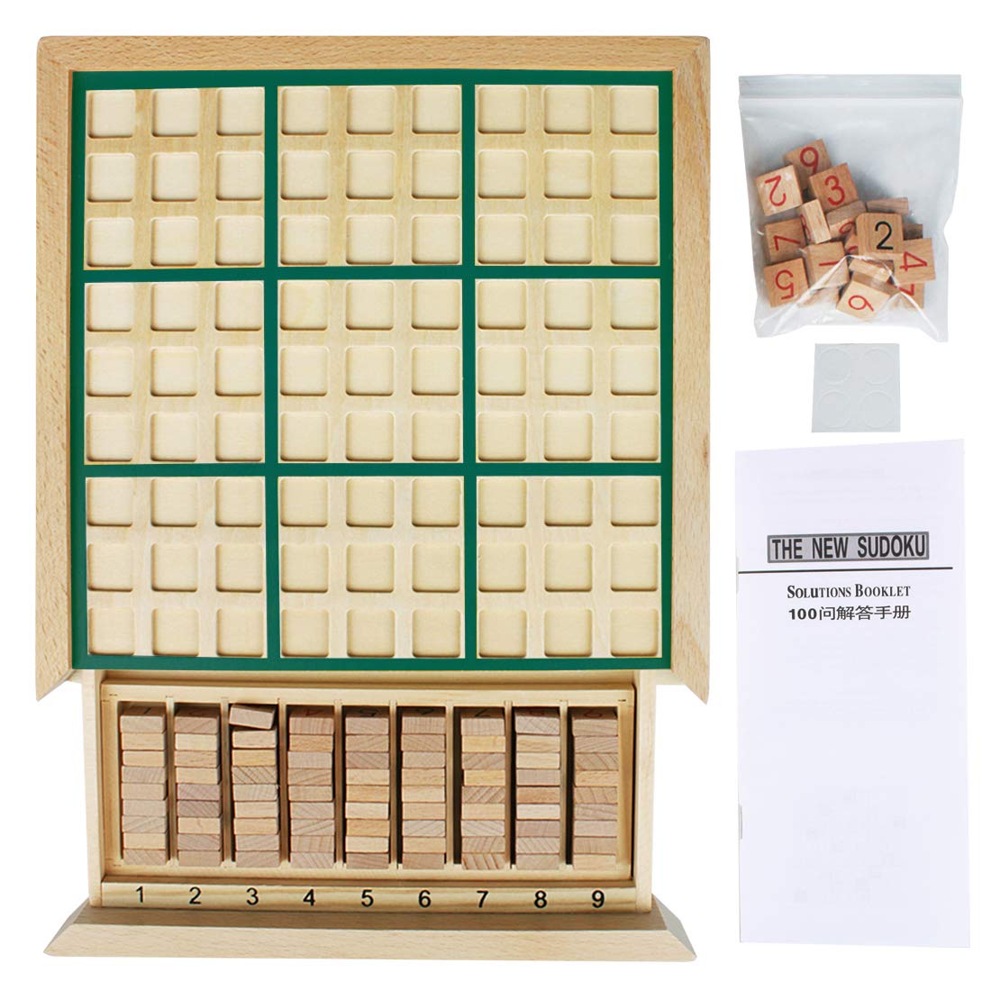Andux Juego de Mesa de Madera Sudoku con cajón SD-02 (Verde)