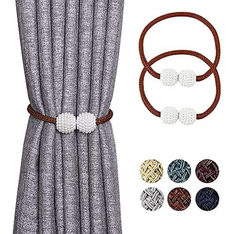 MeYuxg Curtain Tie Backs 1 Pair Curtain Tiebacks Rope Knot Ball Hand Knitted Decorative Curtain Accessories Curtain Drapery Holdbacks Holder (Brown) Cover
