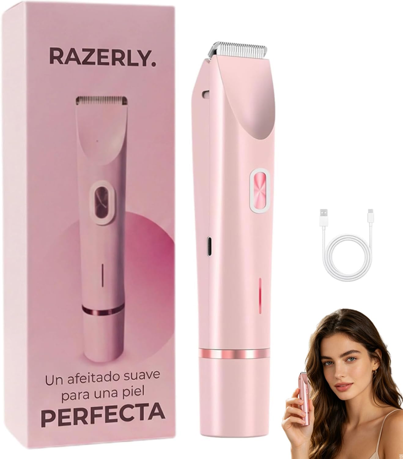Razerly Maquinilla Mujer, Maquinilla 2 En 1para Bikini Ycuerpo Razerly, Razerly Depiladora, Maquinilla Electrica Femenina Para Zona Intima Axilas Piernas Y Piel Sensible