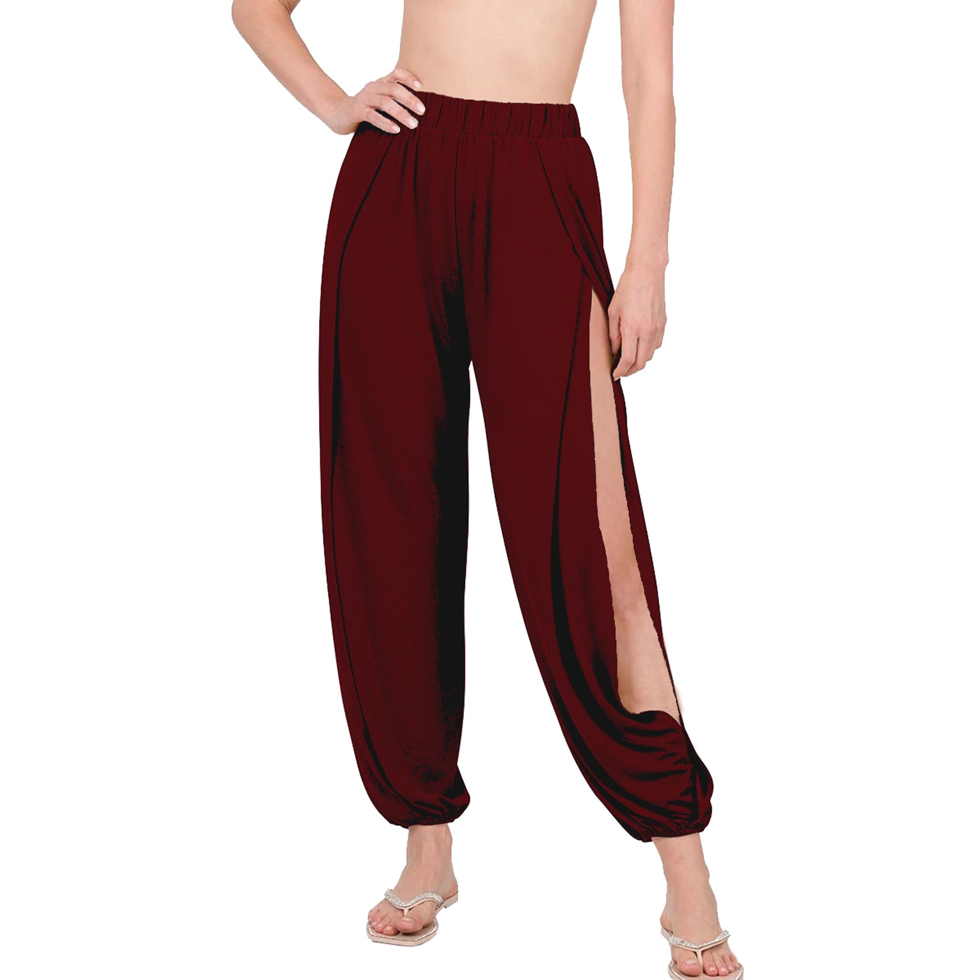 Pantalones harén para mujer con doble abertura alta, pantalones de yoga, pilates, baile, hippie, envolvente, playa, pareo