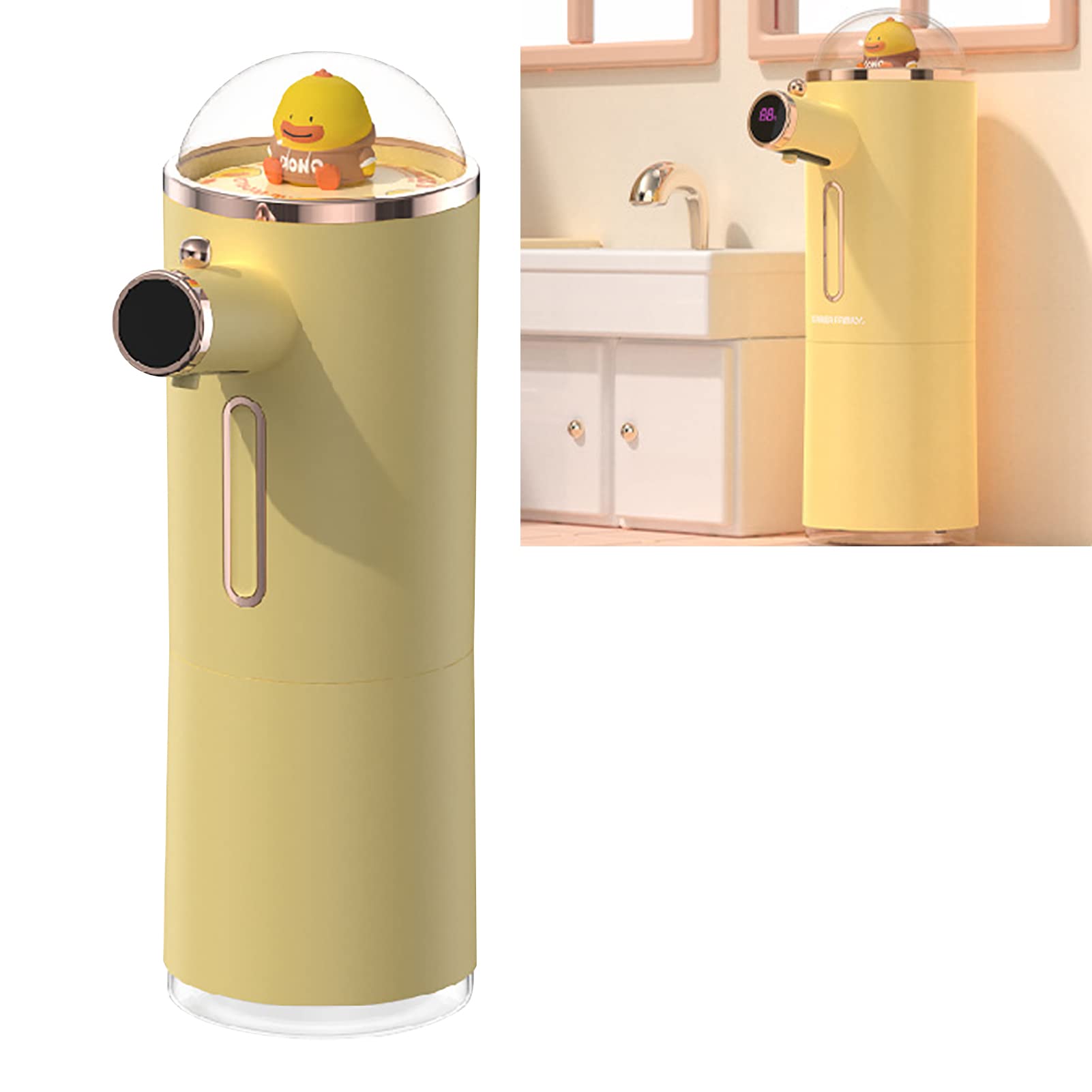 Berührungsloser Automatischer Seifenspender mit Niedlichem Infrarot-Sensor, Stilvolles Design, Perfekt für die Verwendung in Küche und Bad, Langlebiges ABS-Material (Yellow)