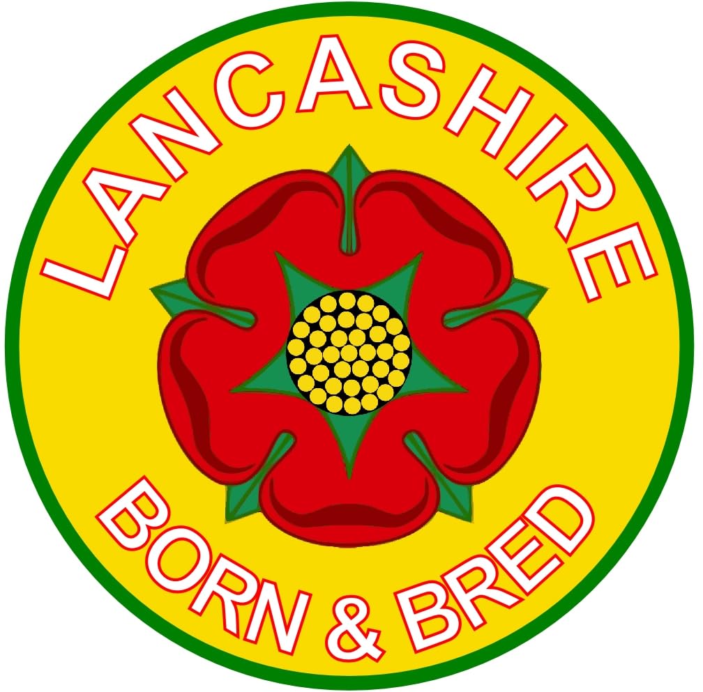 Lancashire Born and Bred - (Two Pack) 80mm Diameter Car Bumper Window Decal Sticker