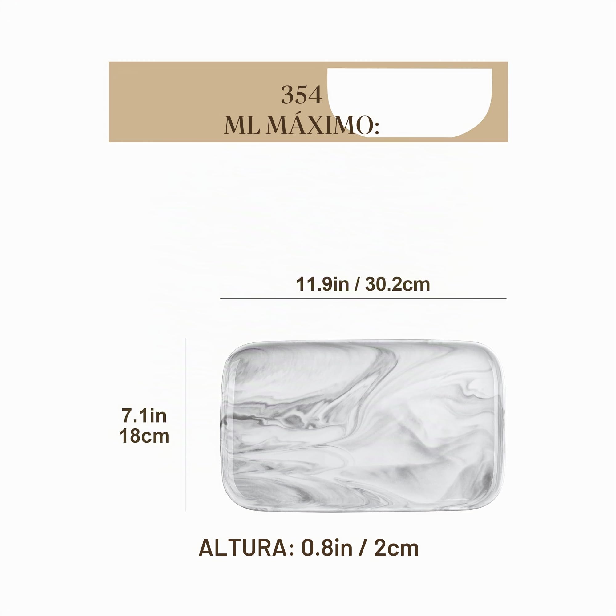 MALACASA Bandeja de Servir de Porcelana, Juego de 4 Piezas, Bandeja Rectangular Grande para Buffet, Sushi, Tartas, Aperitivos En Casa/Restaurante, 30 X 18 Cm, Color Gris Mármol…
