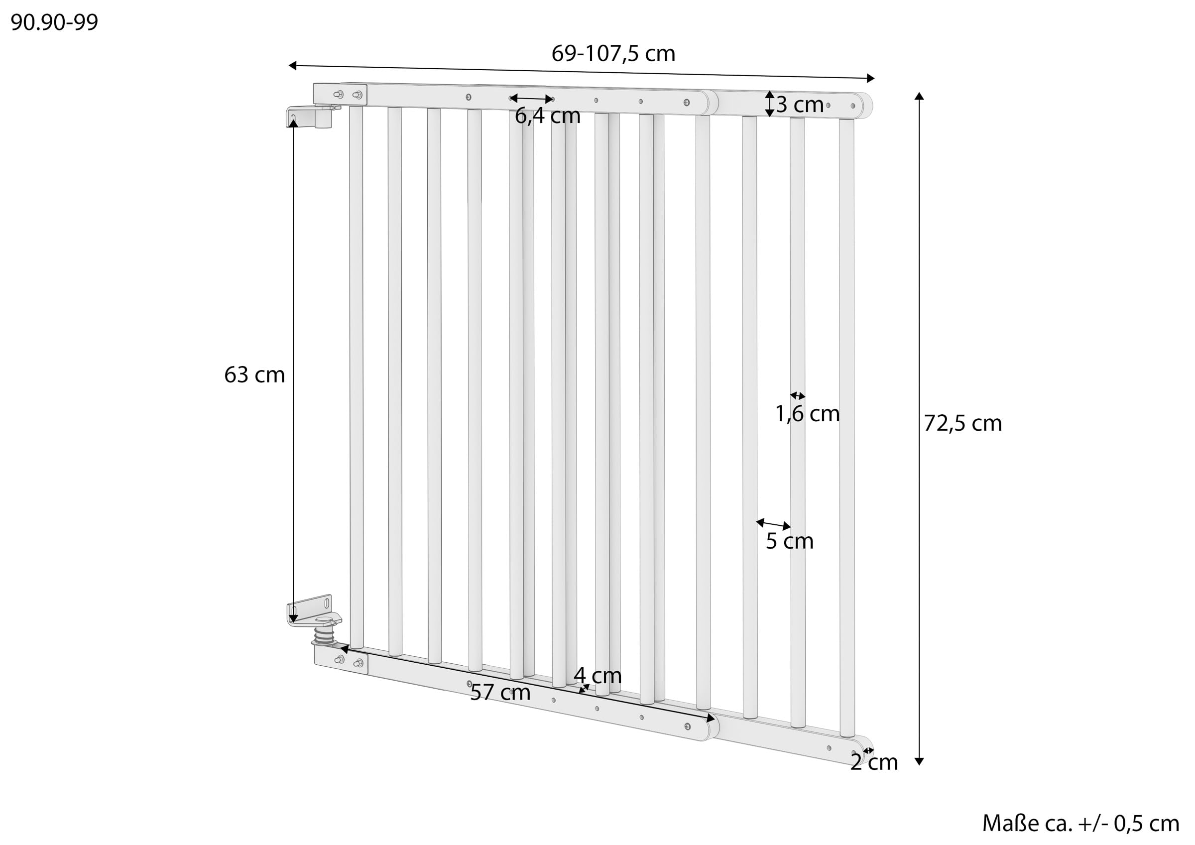 Türschutzgitter Treppenschutzgitter Kindersicherung 70-108 Massivholz