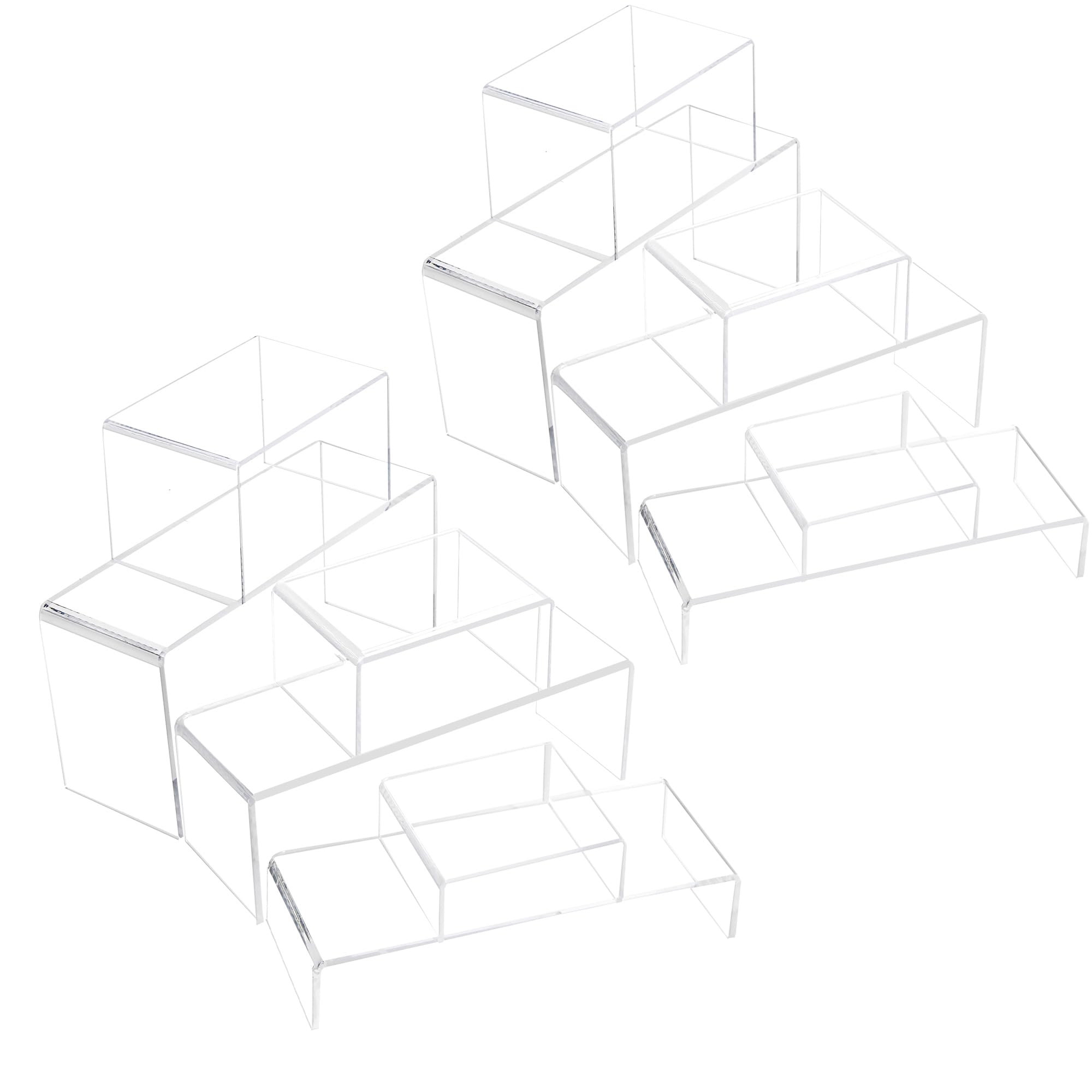 ihomecooker 12PCS Large and Medium Acrylic Risers, for Amiibo Funko POP Figures, Cupcake Risers Stand for Decoration and Organizer, 12P-Clear