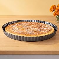 Vista 7 de Sartén redonda para tartas, sartén antiadherente con parte inferior extraíble, grandes sartenes estriadas para hornear, sartén para quiche