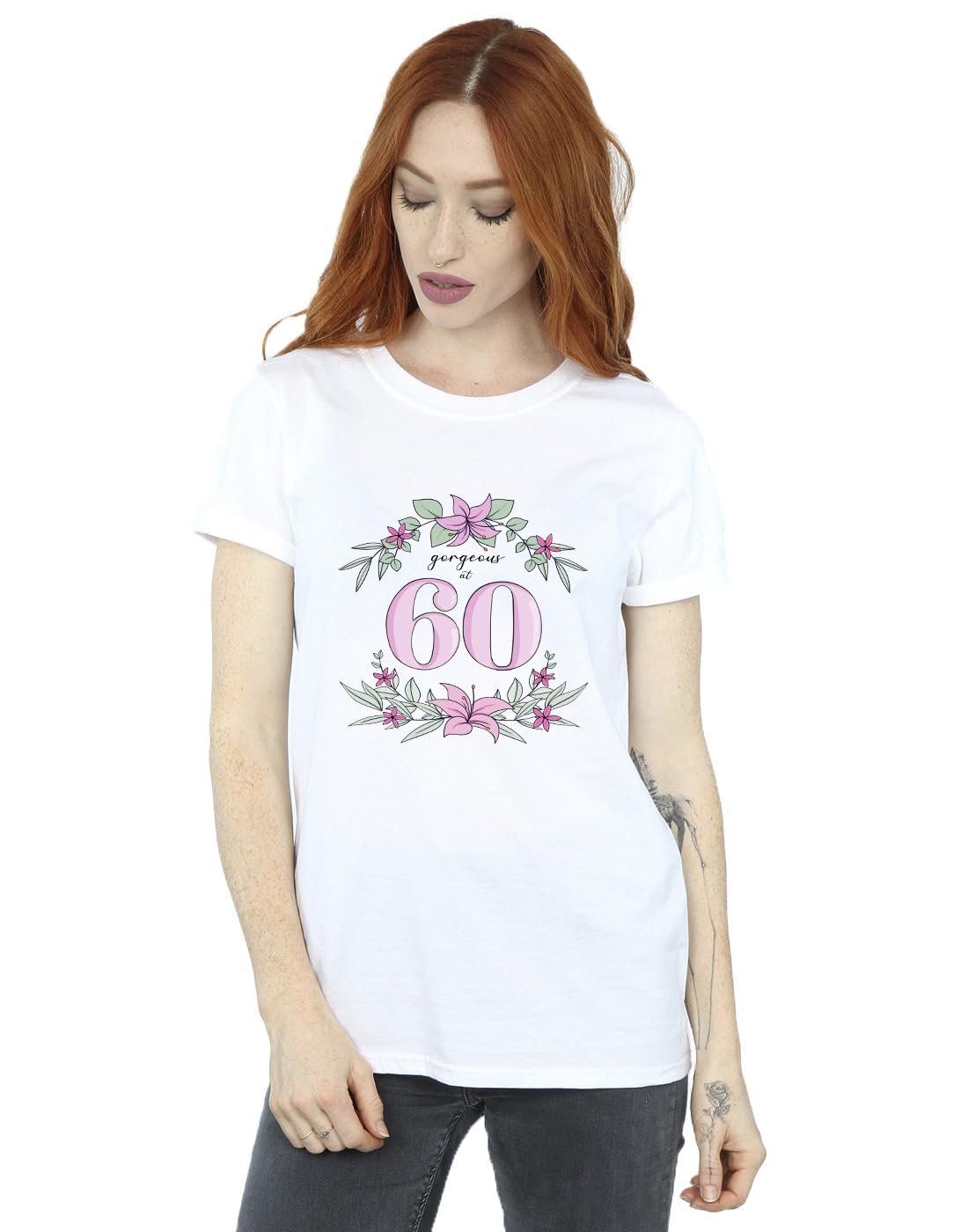 Birthday Women's Gorgeous At 60 Boyfriend Fit T-Shirt White Large