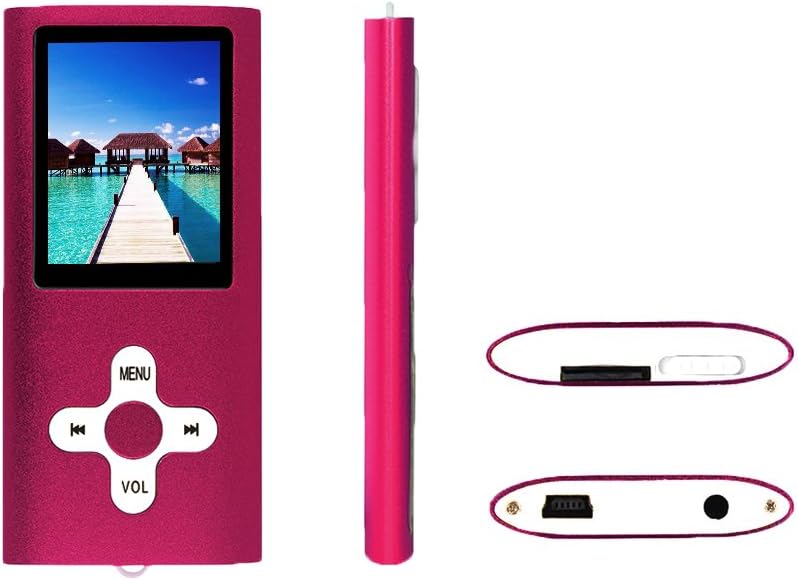 RHDTShop Portable MP3 MP4 Player, Digital Music Video Media Player Ultra Slim LCD Screen, Noise canceling Volume Control, USB 2.0 Cable,red（16GB）