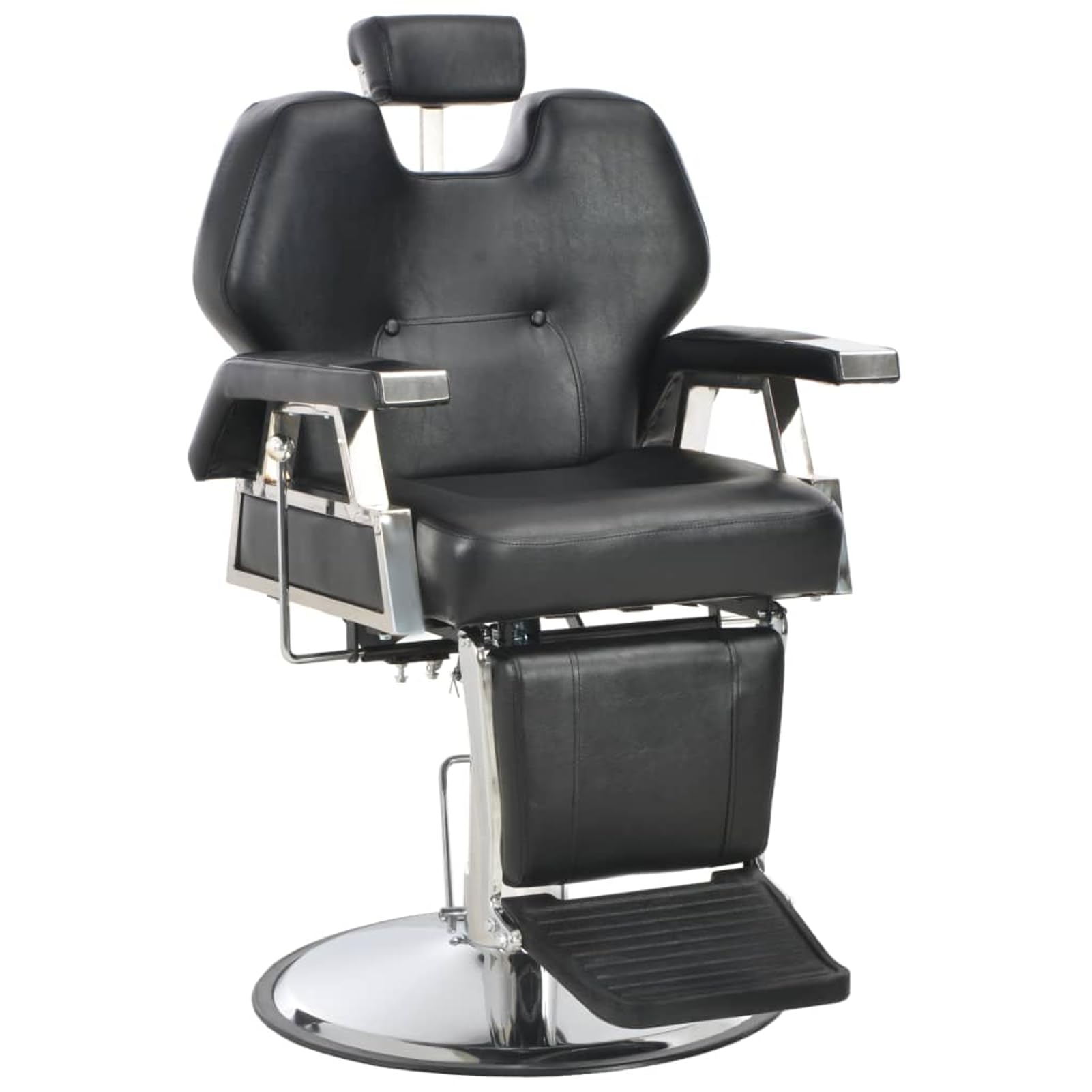 Friseurstuhl Schwarz Metall Kunstleder 360° Drehbar - für Salons und Spas Model110167
