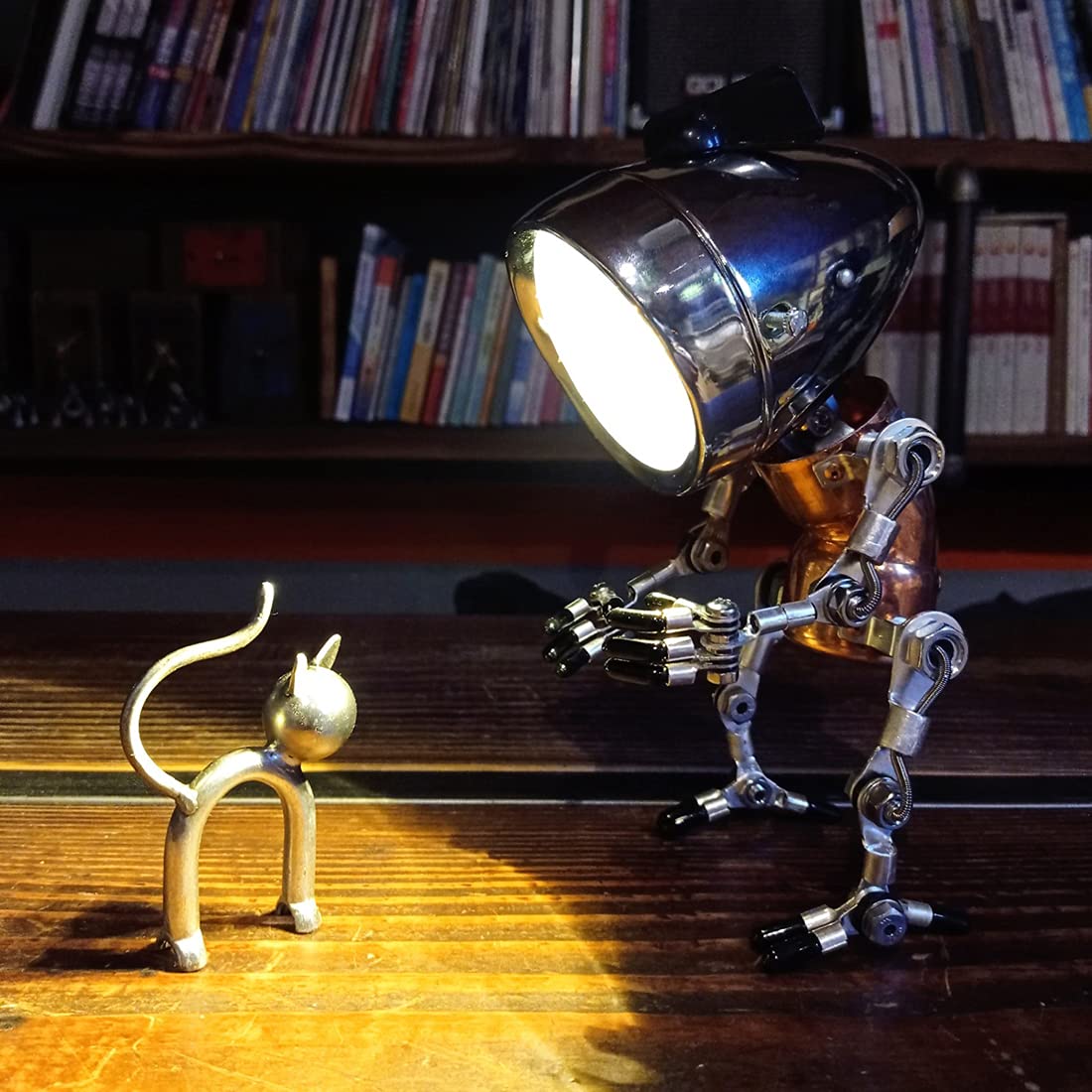 3D Metall Puzzle Steampunk Roboter Tischlampe, Vintage Industrial Tischlampe Steampunk Lampe Eisen Retro Nachttischlampe, Retro-Deko & Geschenkidee für Erwachsene