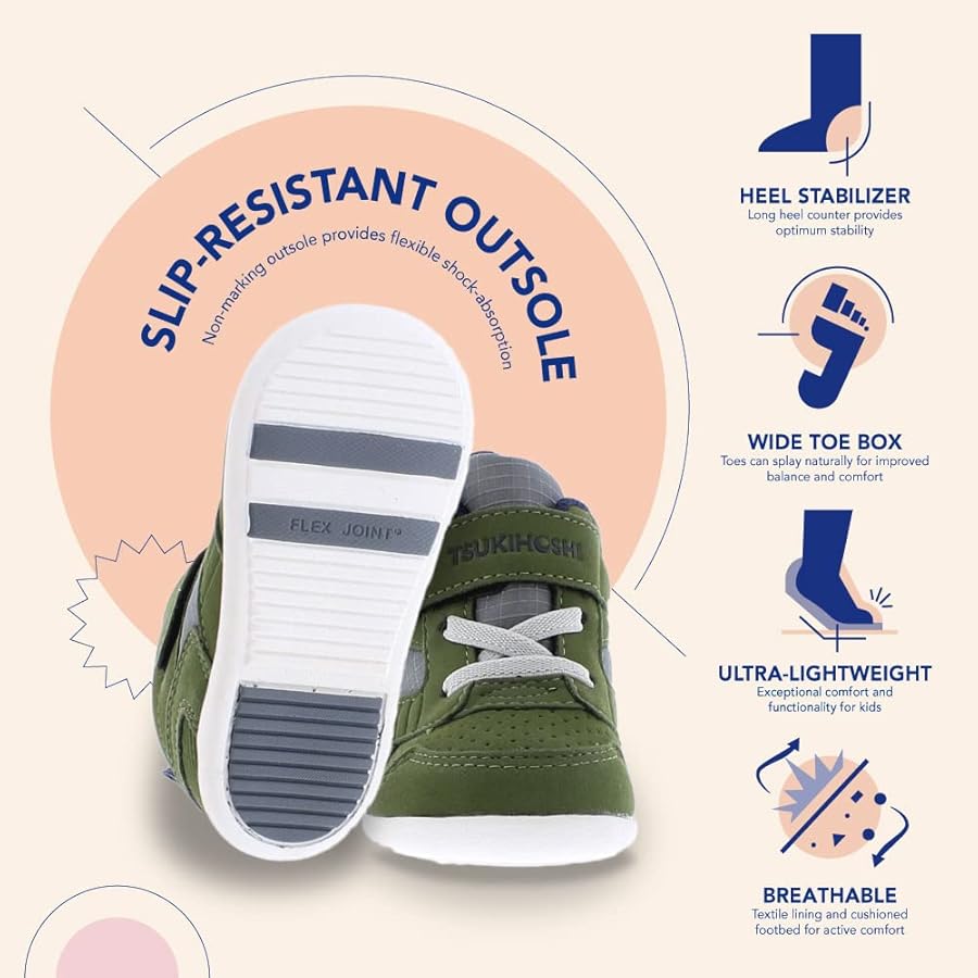 Amazon.com | TSUKIHOSHI 2511 Racer Mid Baby Sneaker, Green/Navy