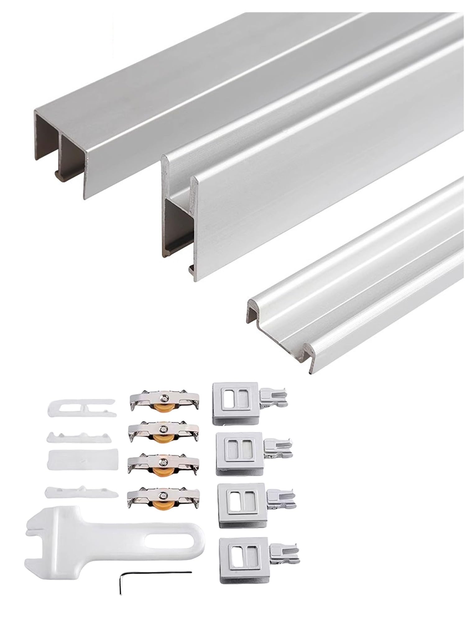 YDHSIKK Glass Sliding Door Track, Aluminum Alloy Sliding Door Track Set For 8mm Glass Multicolor Multiple Sizes(Silver,120cm/47.2in)