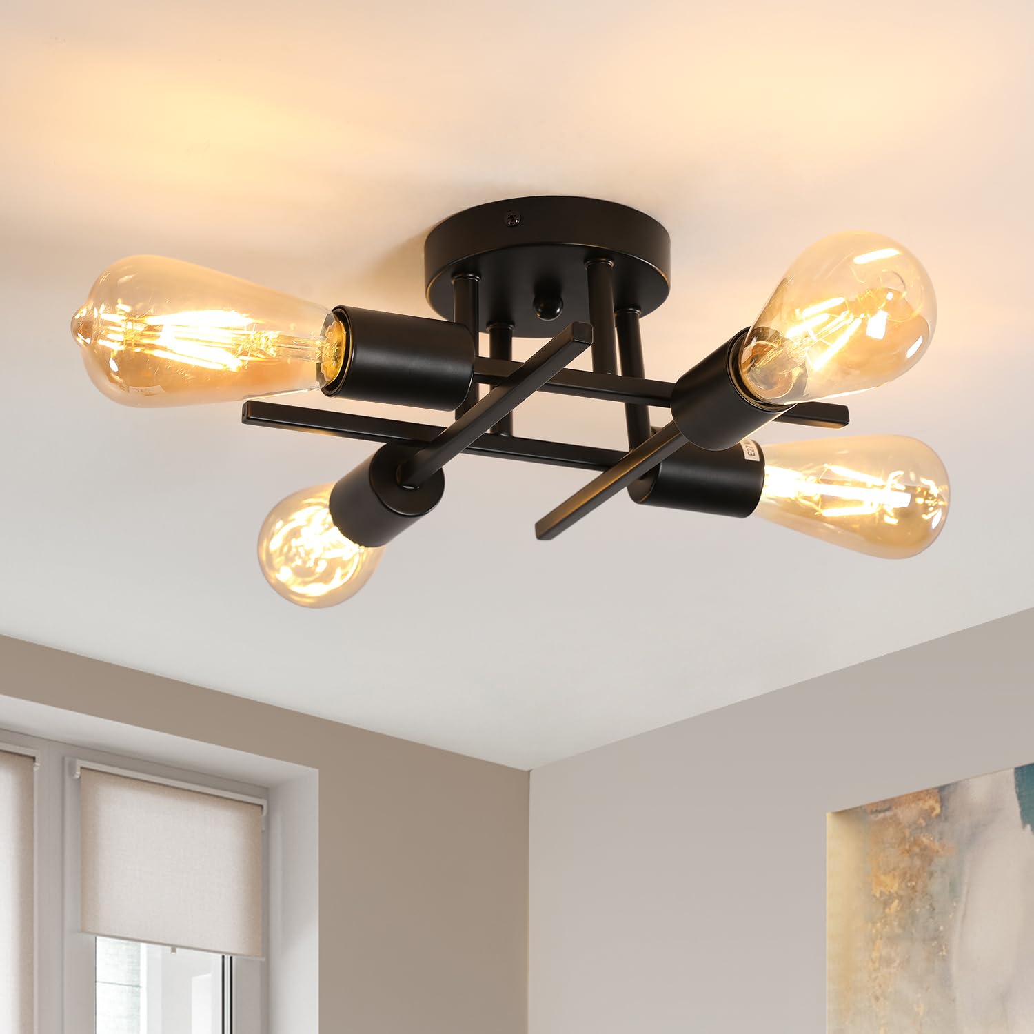 Hanglamp-Kroonluchter Industriële Vintage Plafondlamp 4 Lampen E27