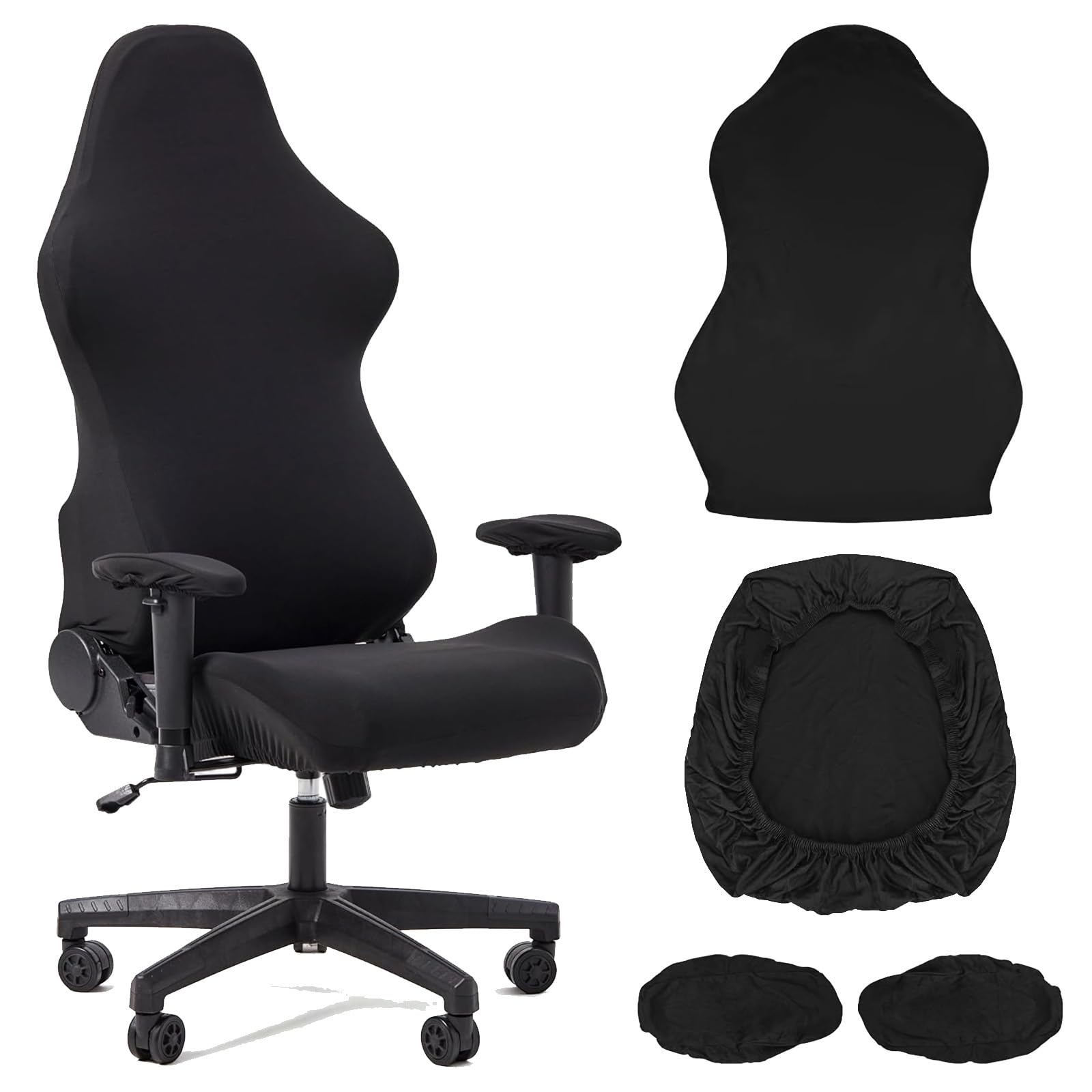 SNBUHA 4 Pièces Housse Chaise Gaming, Noir Antidérapante
